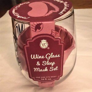 Wine Glass 16 0z. and Sleep Mask Set--New!
